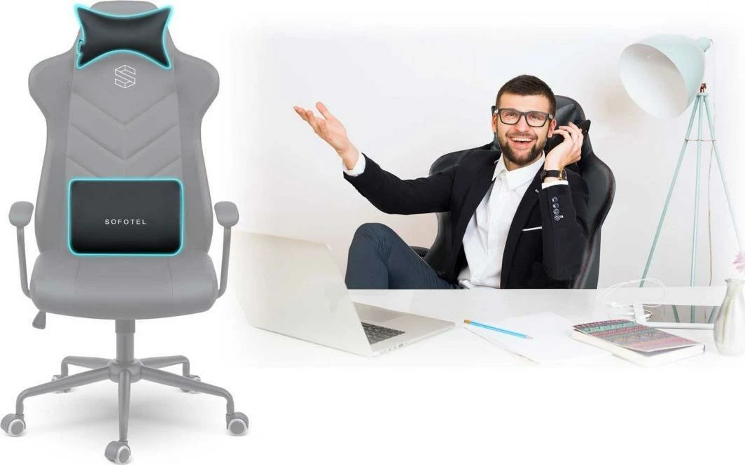 Karrige zyre Sofotel Werona, eko-lëkurë, rregullim lartësie 41-48 cm, deri 120 kg, 2 jastëkë, e zezë