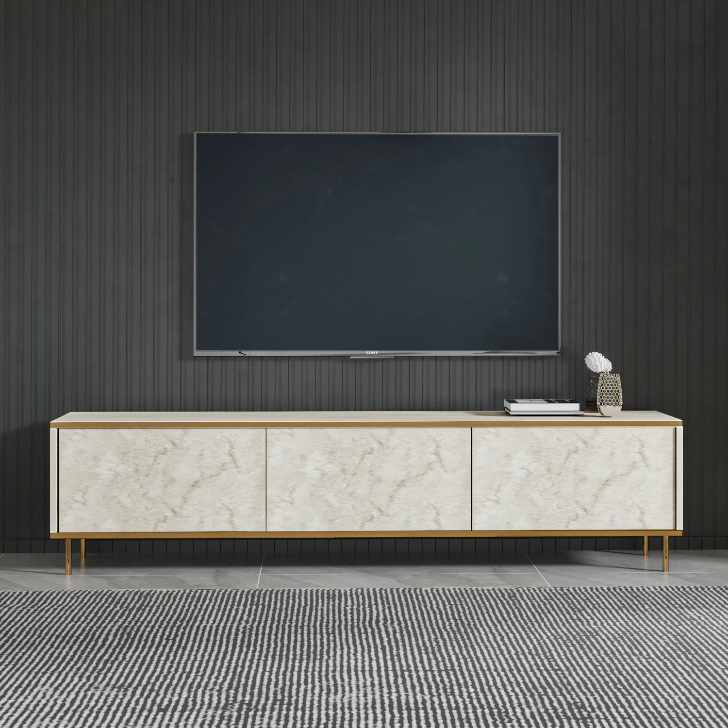 Komodë TV Hanah Home, imazh travertin, ar