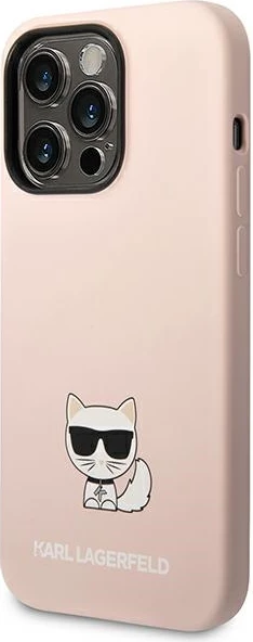 Mbështjellës Karl Lagerfeld KLHCP14LSLCTPI për iPhone 14 Pro 6.1", silikon, rozë