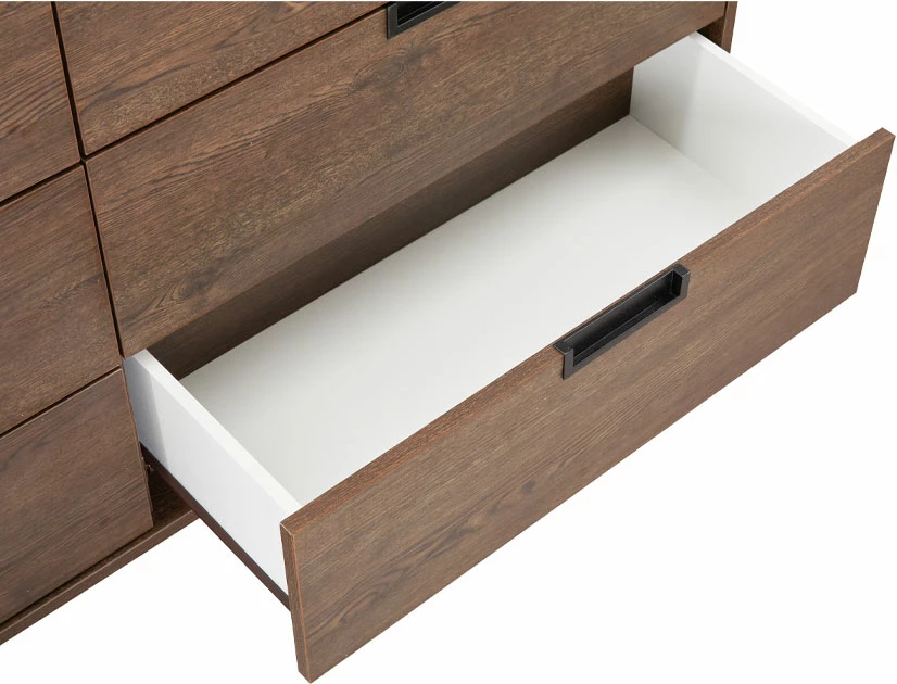 Komodë Nuez me 6 sirtarë, ngjyrë arre, 137x39x83