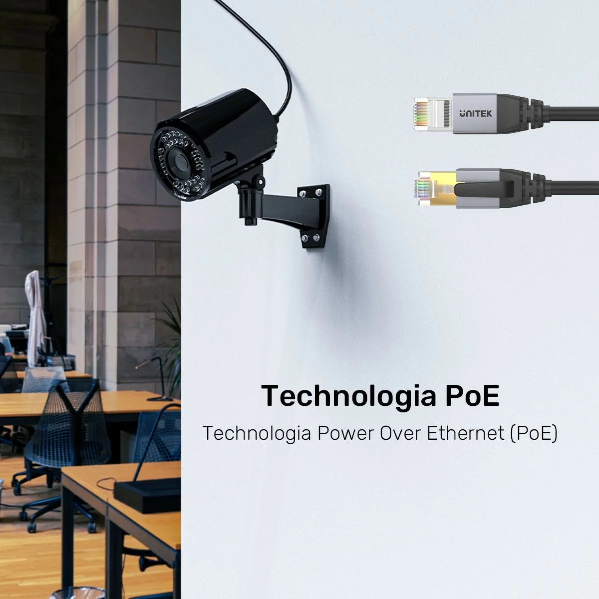 Kabëll Ethernet Unitek RJ-45 LAN, patchcord cat.8, 8m, ngjyrë zi-gri