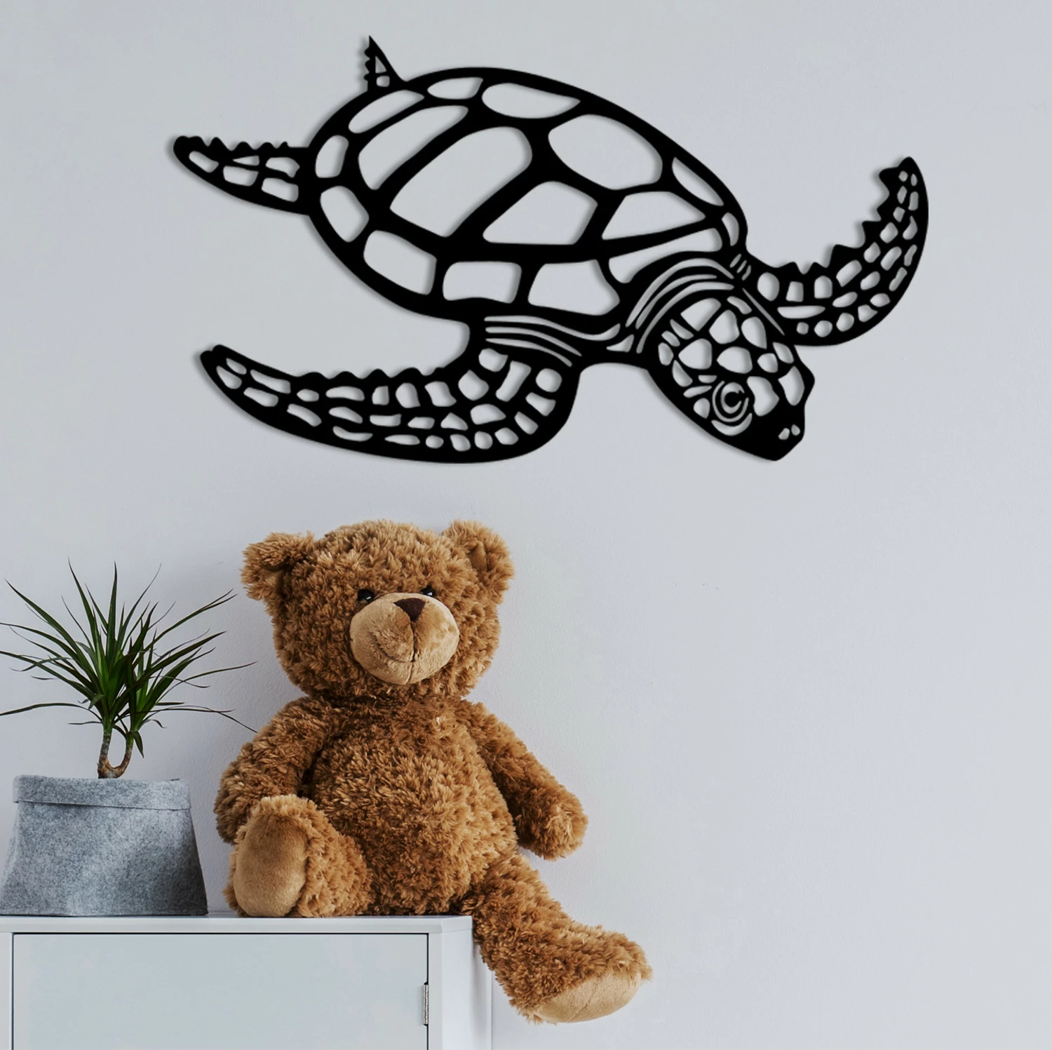 Aksesor dekorativ metalik për mur, Wallity, breshkë Caretta Caretta