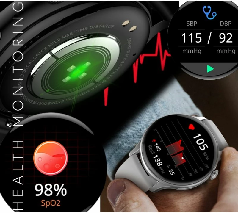 Smartwatch për femra Rubicon, hiri/argjendtë