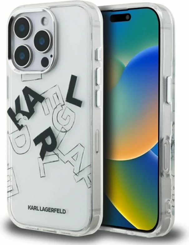 Kapak telefoni Karl Lagerfeld IML Sketched Graphic për iPhone 16 Pro, transparent