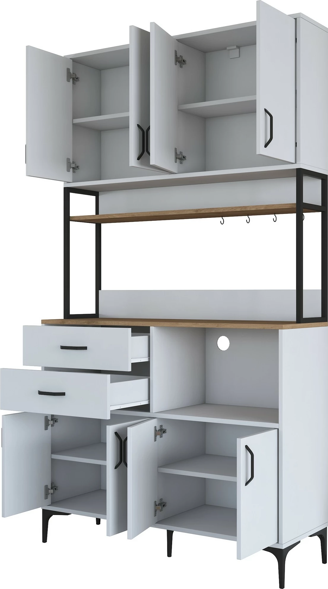 Dollap shumëfunksional, ngjyrë arre dhe e bardhë, Skye Decor, JE180 - 3403