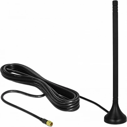Antenë LTE DeLOCK SMA (mashkull), 3–5 dBi, kabllo 3 m, bazë magnetike, e zezë