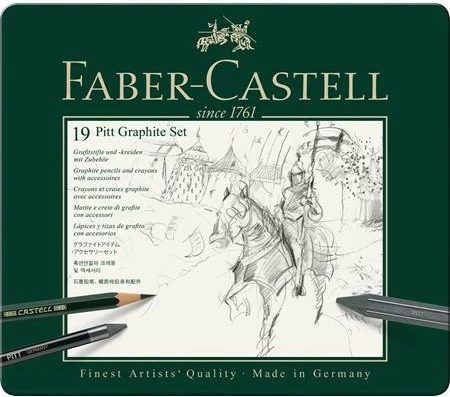 Set lapsa grafiti Faber-Castell Pitt Graphite, 16 shkallë fortësie, kuti, e zezë