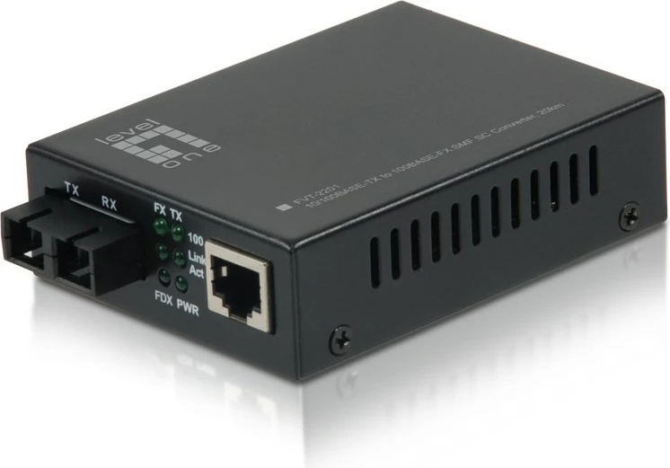 Konvertues rrjeti LevelOne RJ45 në SC, Fast Ethernet, Single-Mode Fiber, 20km