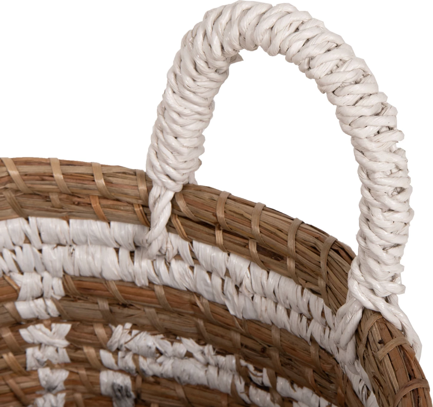 Set 2 copë shporta dekorative FH7846.01 bari Mendong ngjyrë natyrale-bardhë Φ36x32-40Hcm