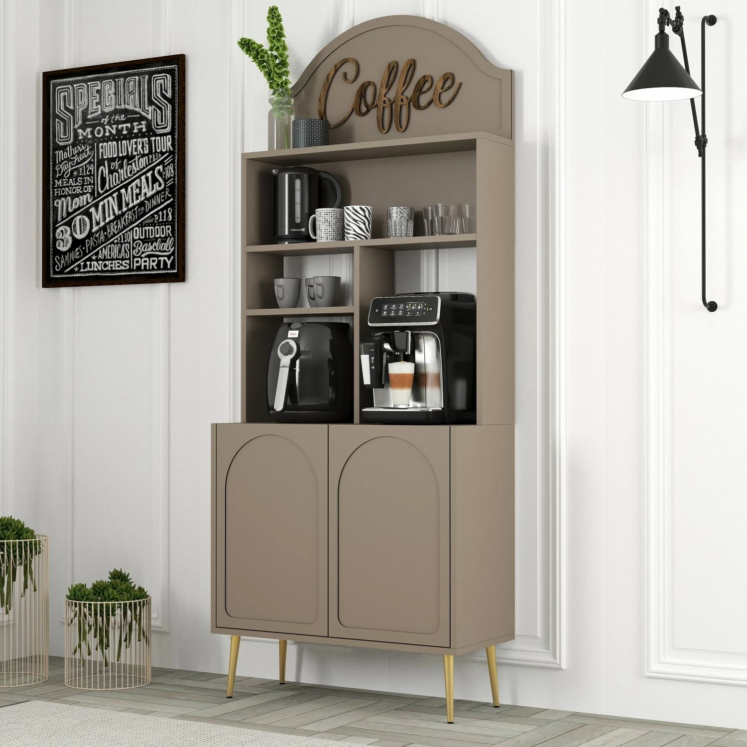 Dollap për kafe, ngjyrë Atlas dhe ari, Skye Decor, 80 cm