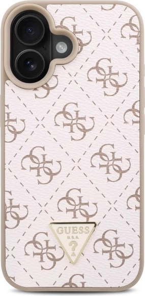 Mbështjellës Guess 4G Triangle për iPhone 16, Bardhë