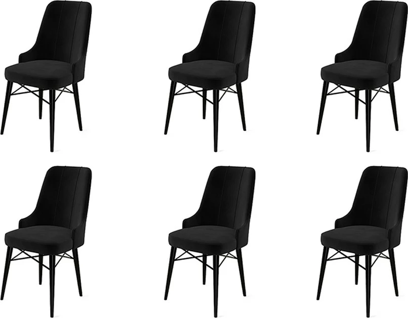 Set karrigesh (6 copë) Hanah Home, Pare, ngjyrë e zezë