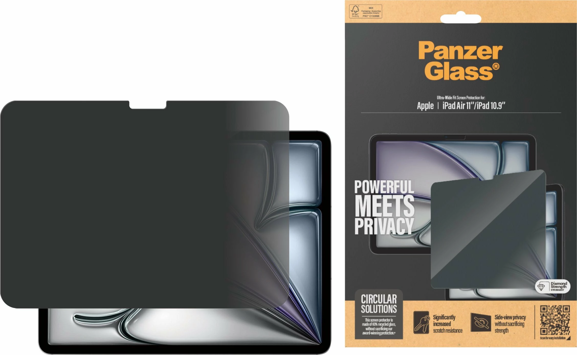 Film mbrojtës privacy PanzerGlass për Apple iPad Air 11\"/10.9\", transparent