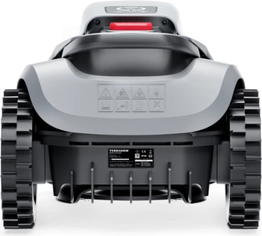 Robot kositës bari TERRAMOW V1000, 1200 m², AI TerraVision 2.0 (3 kamera), Wi‑Fi/4G, IPX6, gri, set me stacion karikimi