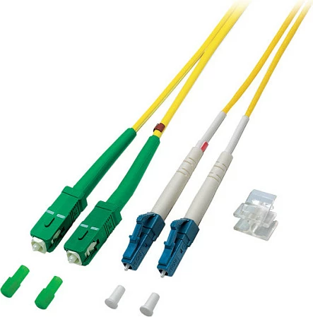Kabllo patch fibra optike EFB Elektronik LC-SC/APC OS2 G652D, 3m, duplex, LSZH, e verdhë