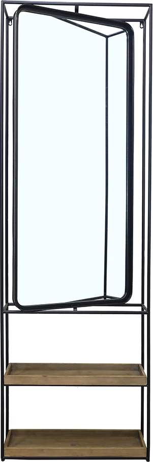 Mobilje hyrëse me pasqyrë, ngjyrë e zezë-natyrale, 60x17x183