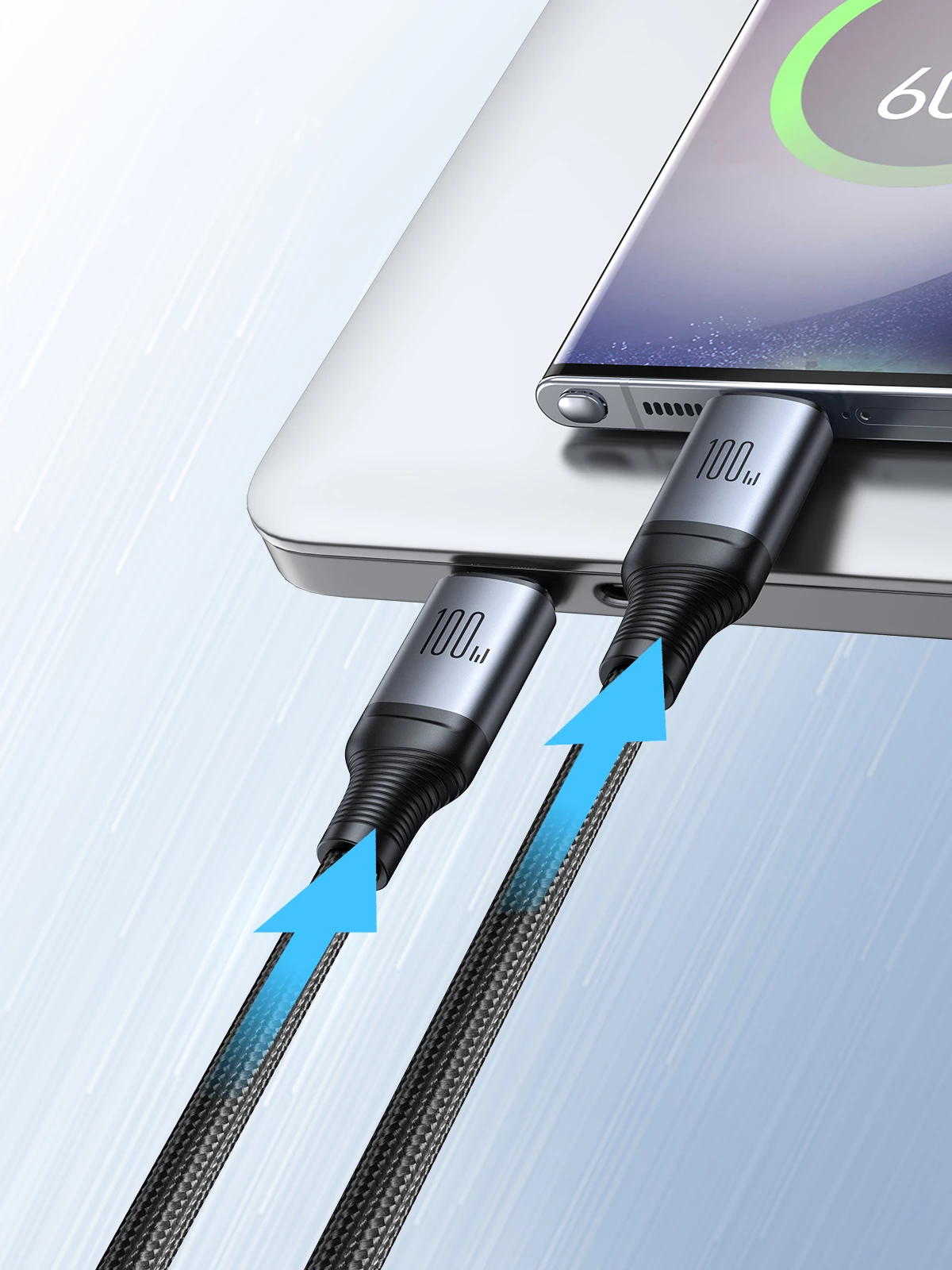 Kabllo karikimi Joyroom Speedy Series S-A21, 2in1 USB-C në USB-C/USB-C, 100W, 1.5m, e zezë