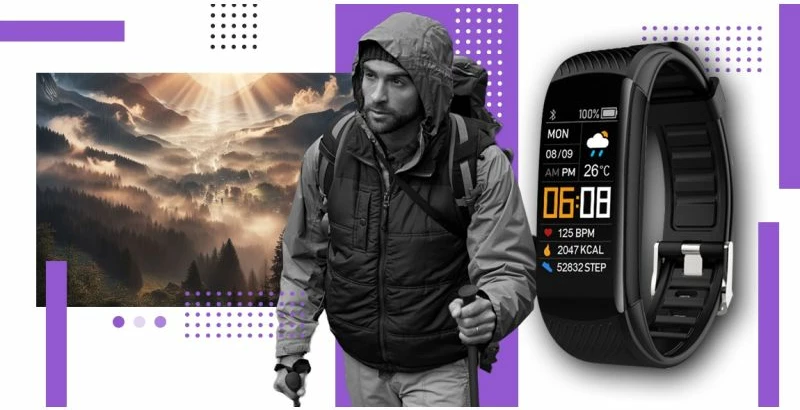 Smartwatch Giewont unisex, e zezë dhe e purpurtë