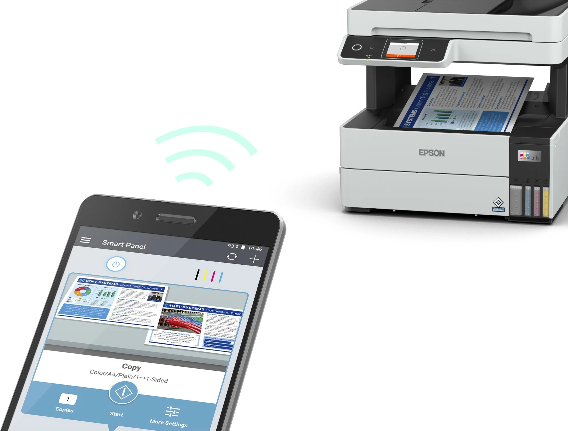 Printer multifunksional Epson EcoTank ET-5170, ngjyra, A4, Wi-Fi, ekran LCD, zi/bardhë