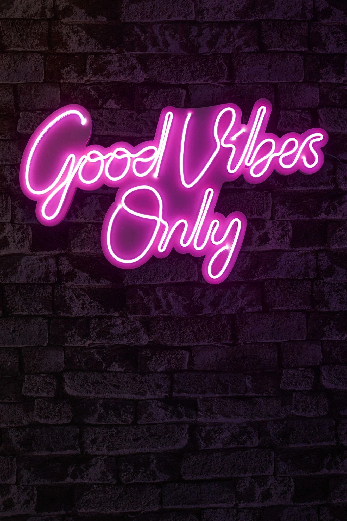 Dritë dekorative murale LED, plastikë, Good Vibes Only, rozë