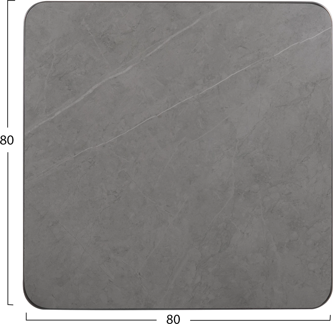 Sipërfaqe tavoline katrore prej guri të sinterizuar, kornizë hiri, FH6655.05, 80x80 cm