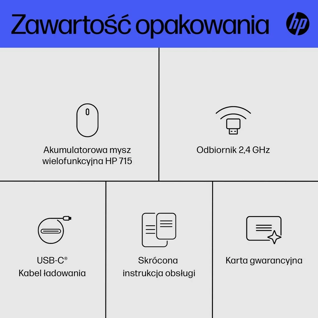Maus HP 715 i rikarikueshëm për shumë pajisje, i zi