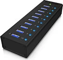 USB hub ICY BOX IB-AC6110, 10 porta, USB 3.2 Gen 1, alumini, e zezë