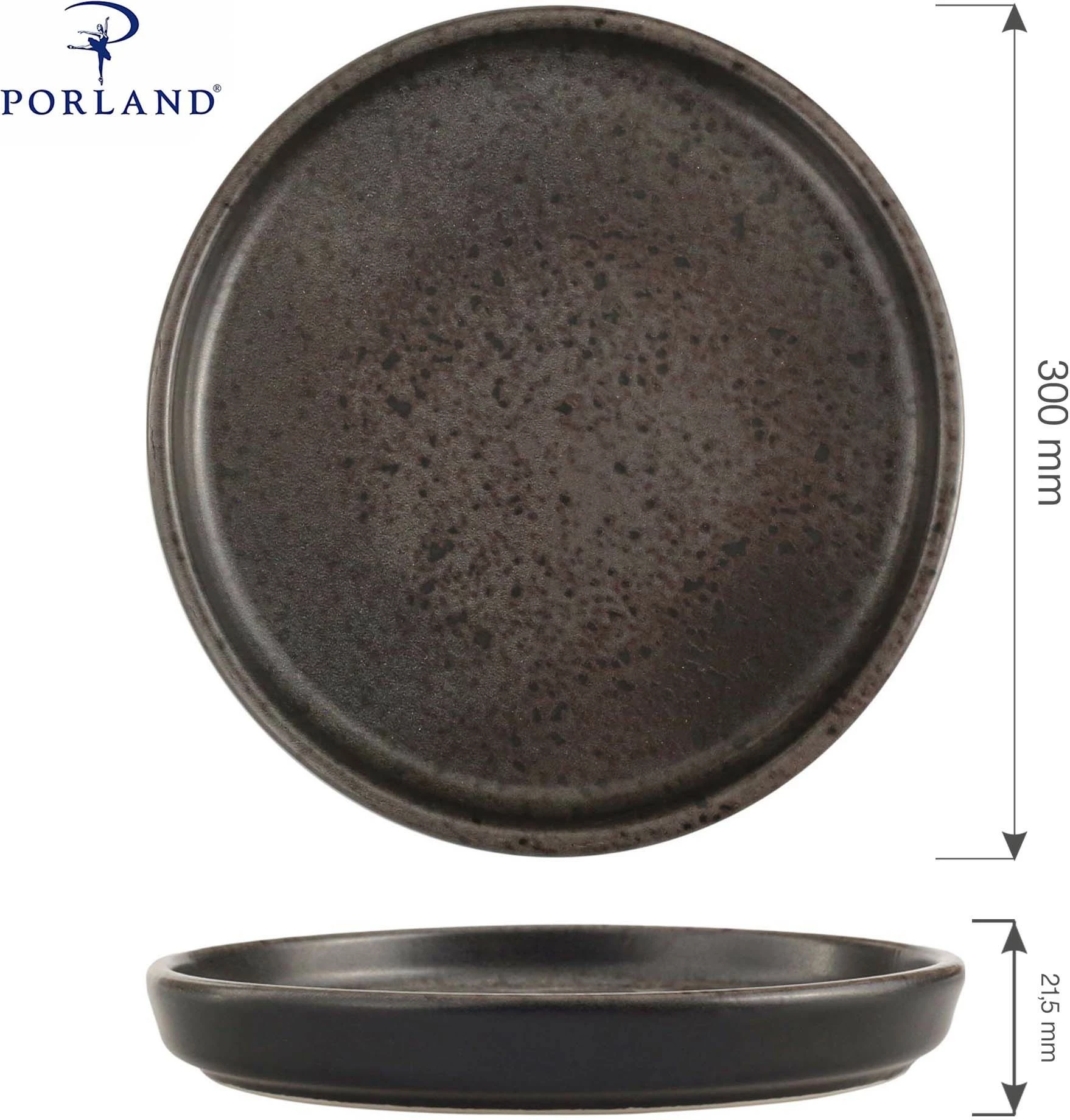 Pjatë Porland Genesis Ironstone Signature Ø300 mm e zezë, set 6 copë