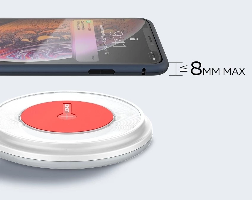 Karikues wireless i shpejtë LDNIO AW001 10W me dritë LED, bardhë/kuqe