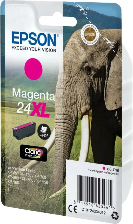 Kartushë boje, Epson, 24XL C13T24334012, kapacitet i lartë XL, Magenta
