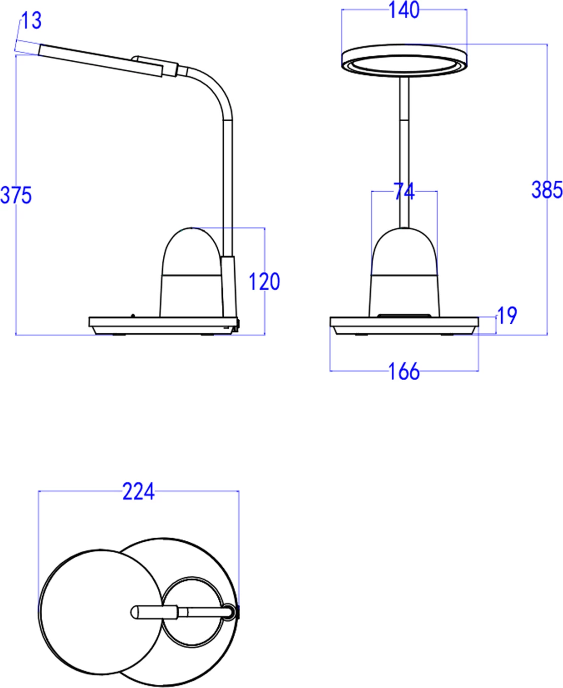 Llambë tavoline për fëmijë LED, figurë mace, FH4449.03, ngjyrë qielli-bardhë