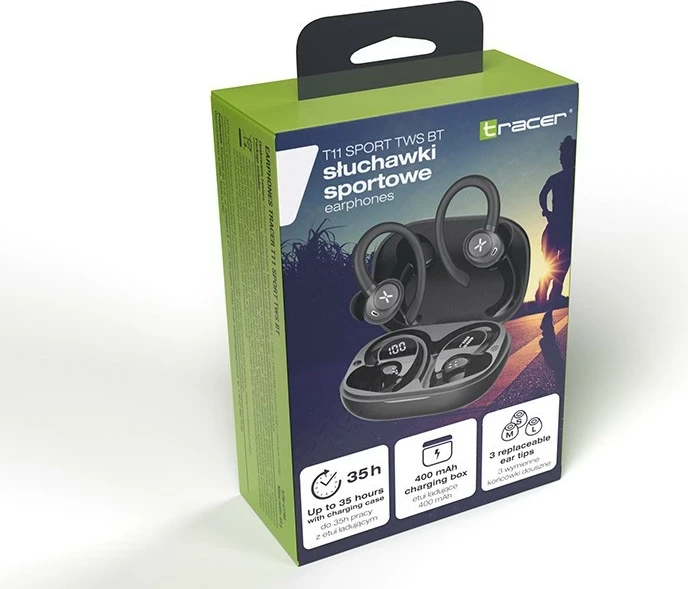 Kufje Tracer T11 Sport, Bluetooth 5.4, IPX4, 35h, të zeza