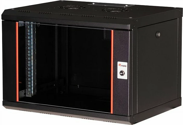 Kabinet rrjeti rack muror EQUIP Eco Mount 19", 7U, 600x450 mm, derë xhami e temperuar, me çelës, i zi