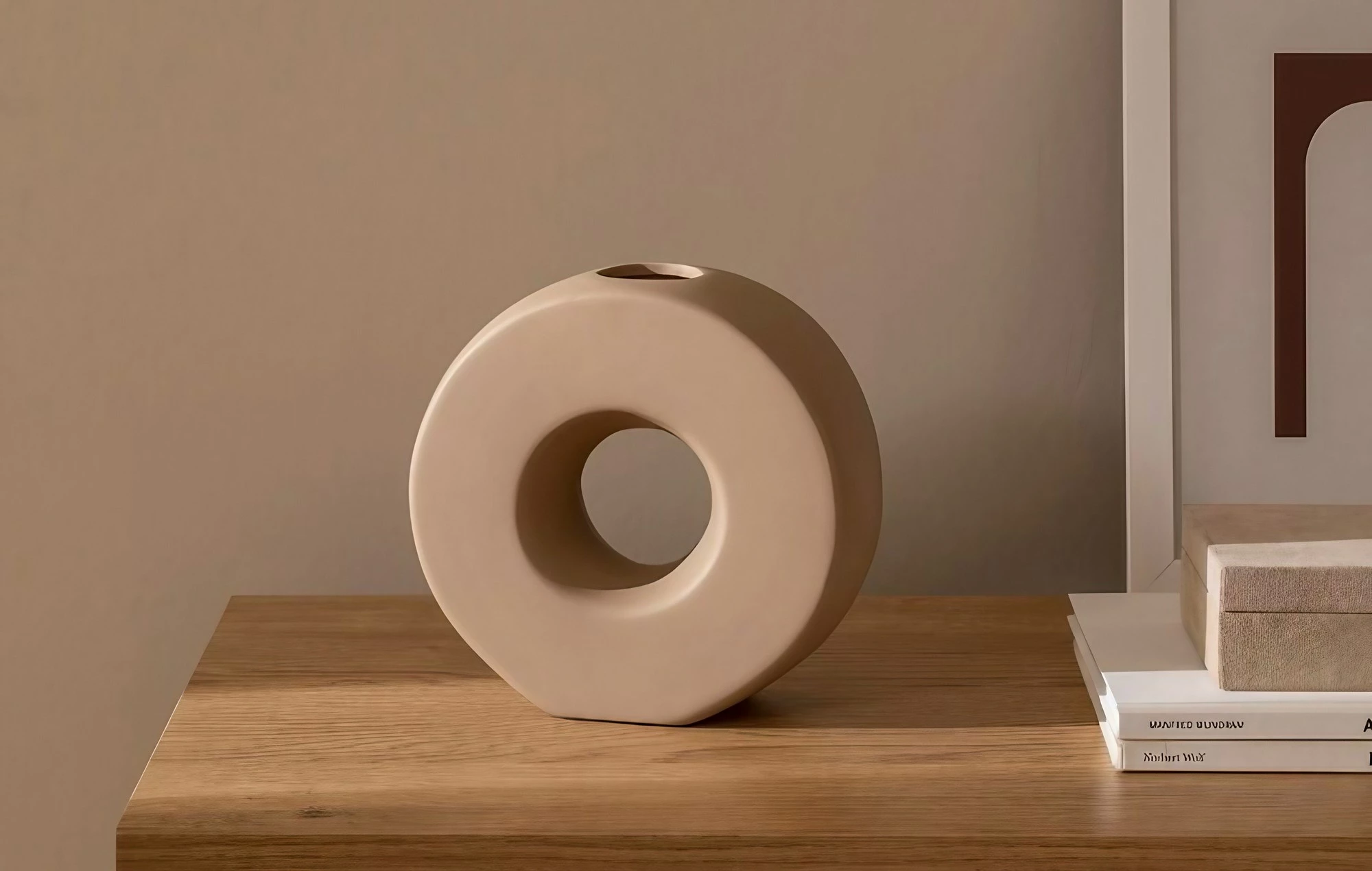 Vazo dekorative Evila Originals, ngjyrë kafe e çelët, CY0167, 20x8x19cm