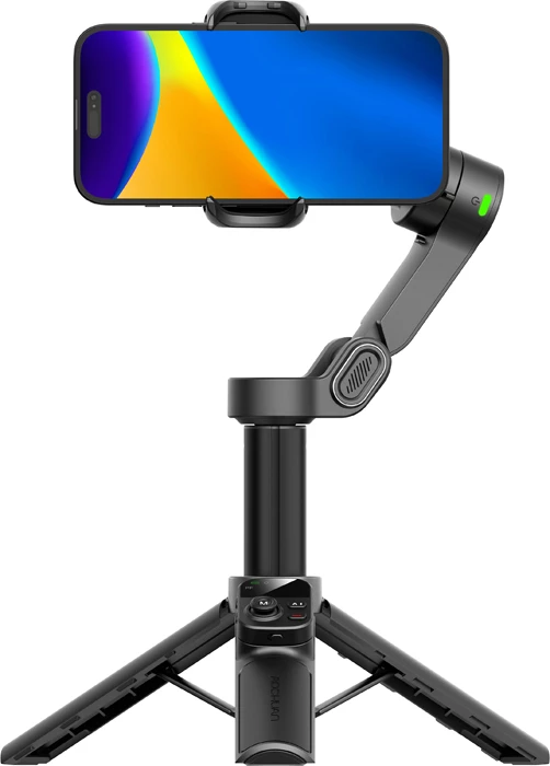 Gimbal stabilizator për celular AOCHUAN Smart X3, 3-aksësh, AI face tracking 360°, shkop zgjatues 51 cm, Bluetooth remote, e zezë, set