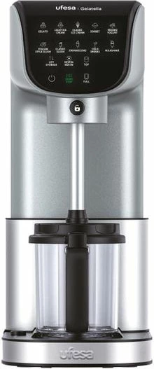 Aparat për akullore UFESA Gelatella 500 W 1.4 L, 2x700 ml tasa Tritan, inox/argjendtë