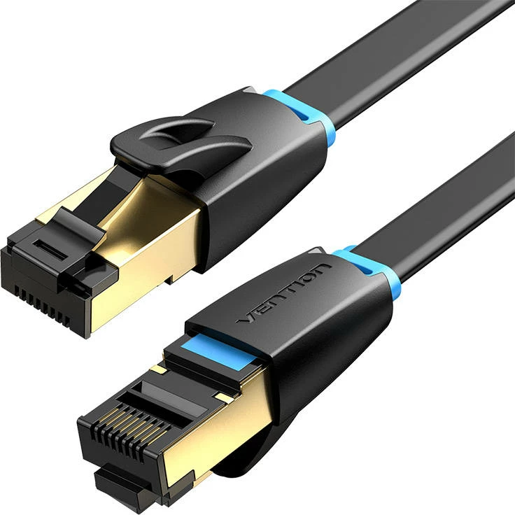 Kabllo rrjeti flat Vention IKCBF, CAT8, 1m, e zezë