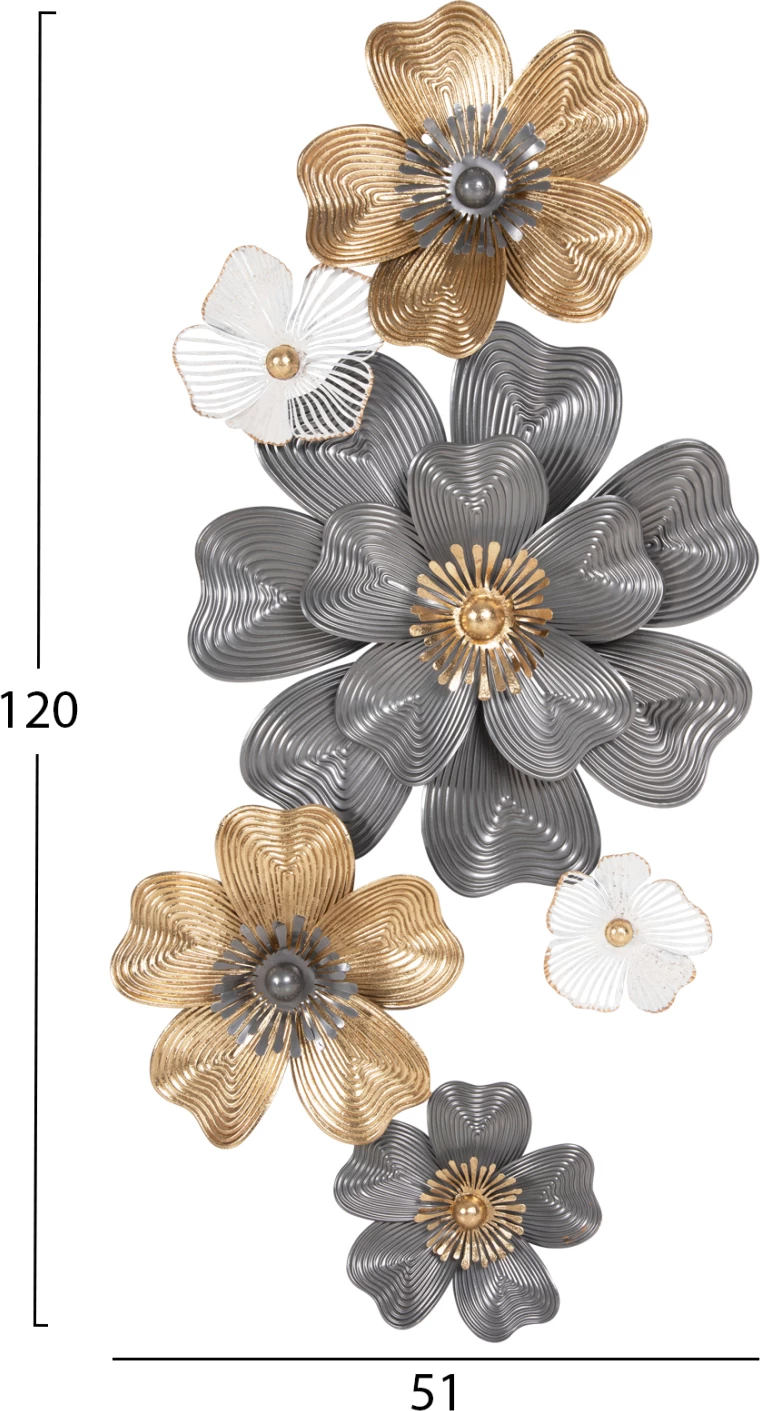 Dekor muri FH4214 metalik, ngjyrë bardhë-gri-ari, 51x7,5x120 cm