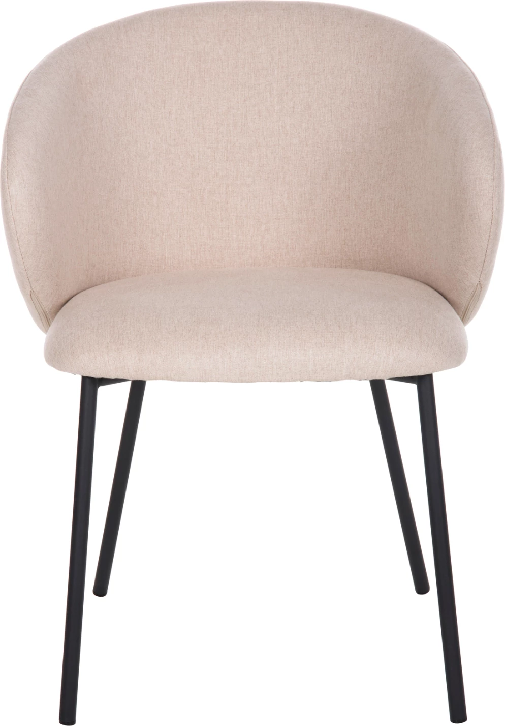 Karrige për ngrënie ISIAH FH9615.03, pëlhurë bezhë, këmbë metalike të zeza, 56x56x76H cm, set prej 2 copash