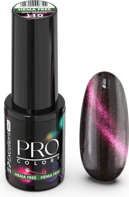 Llak për thonj për femra Excellent PRO Pro Colors Hema Free CatEye 110 Ruby Gravity, 7g