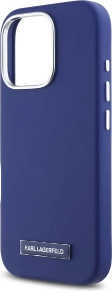 Mbështjellës Karl Lagerfeld FW Metal Plate MagSafe për iPhone 16 Pro Max, Blu