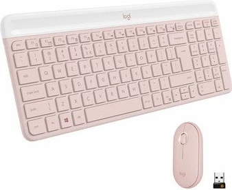 Set tastierë + Maus wireless Logitech Slim Wireless Combo MK470, layout SLO, 2.4 GHz, rozë
