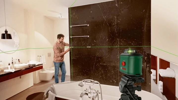 Laser nivelues Bosch UniversalLevel 360, rreze 24 m, set me tripod TT150UNI, gjelbër/zi