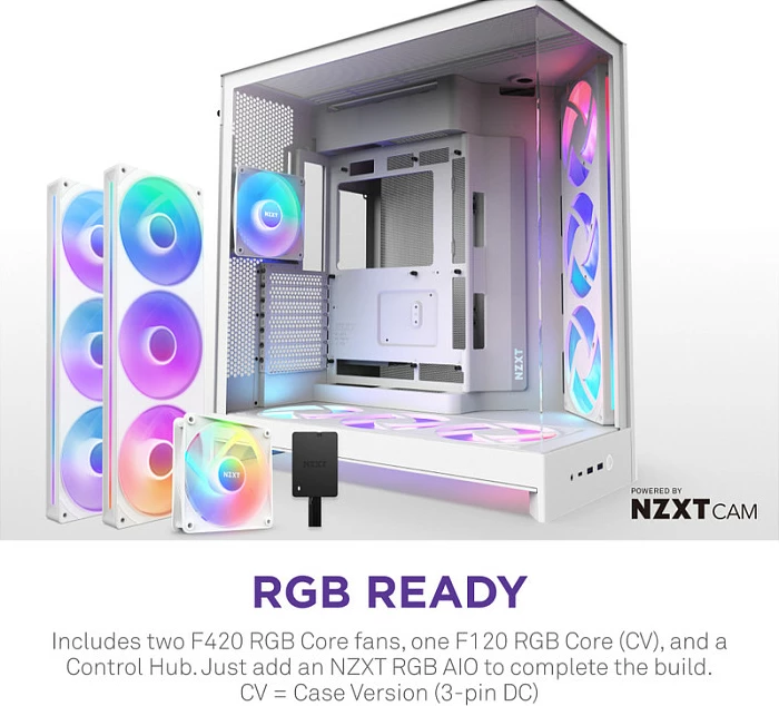 Kasë NZXT H9 Flow RGB+, Midi Tower, ATX/E-ATX/micro ATX/Mini-ITX, Tempered Glass, e bardhë