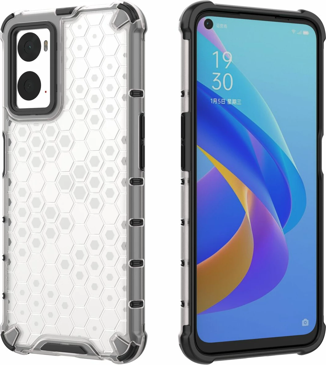 Mbështjellës Hurtel Honeycomb për Oppo A76 / Oppo A36 / Realme 9i, Transparent