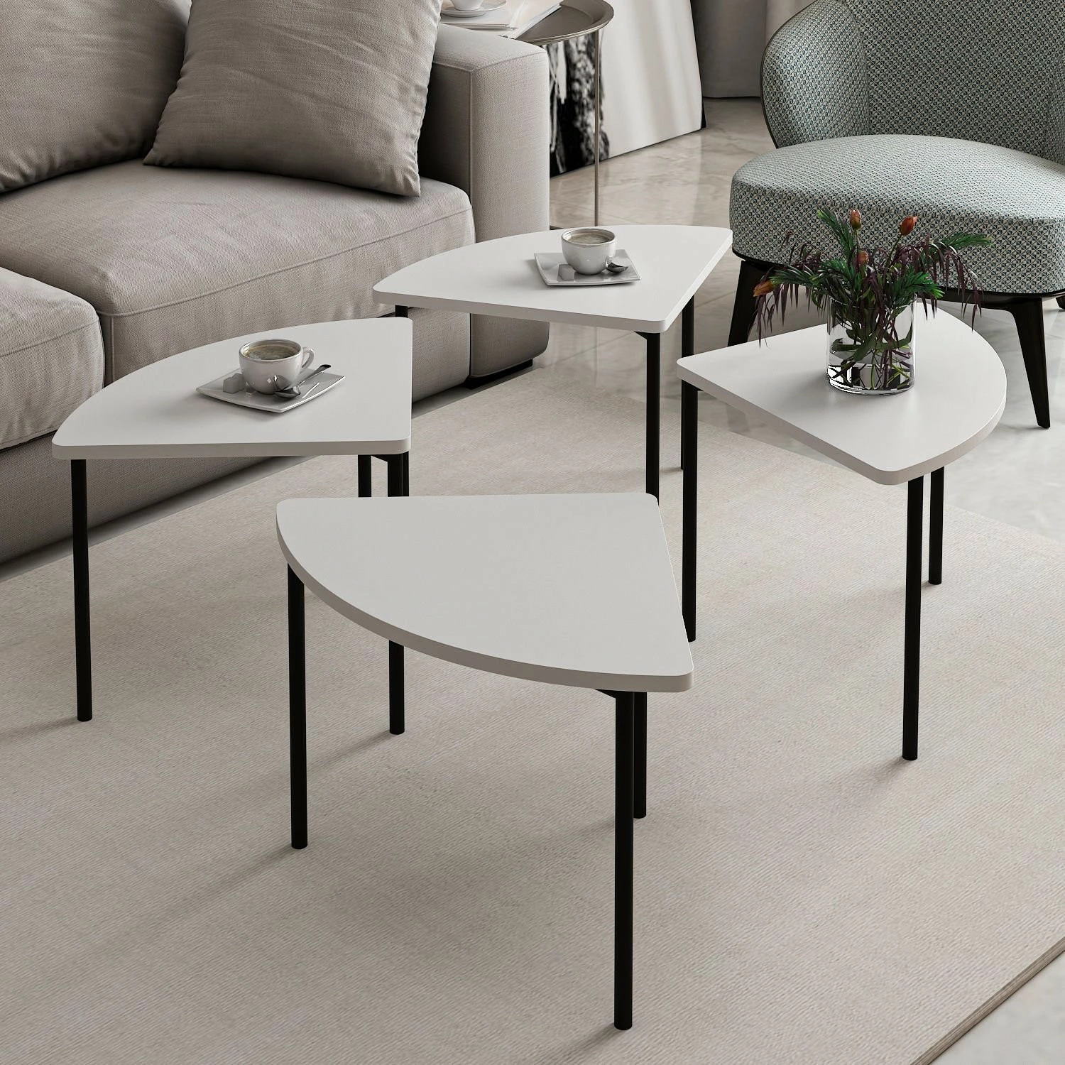 Set tavolinash kafeje, ngjyrë e bardhë, Skye Decor, Emma - 8921