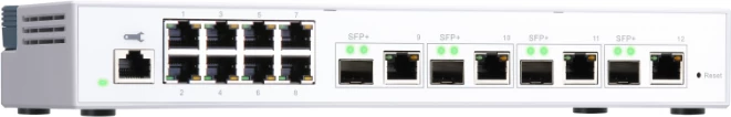 Switch QNAP QSW-M408-4C, 12 porta (4x 10GbE combo SFP+/RJ45 + 8x 1GbE RJ45), web managed, bardhë