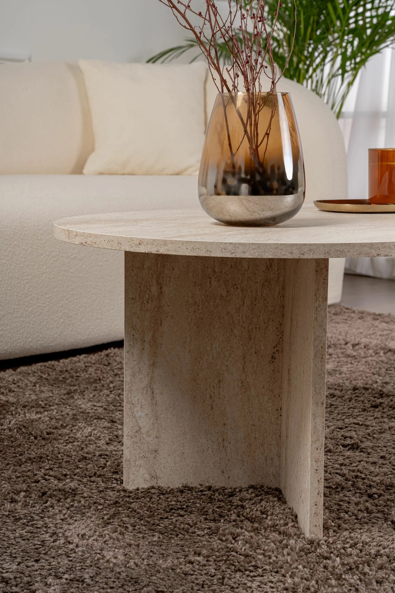 Tavolinë kafeje Nordure, ngjyrë travertine