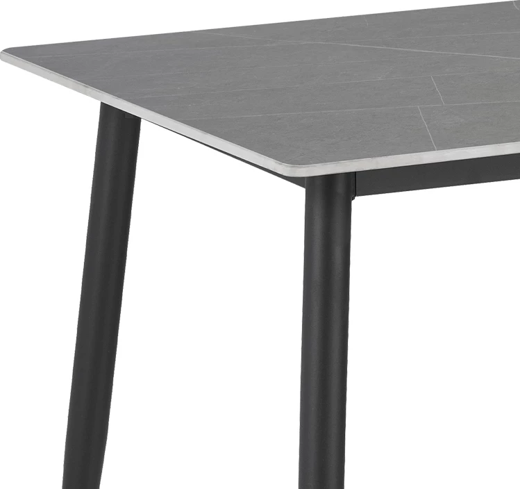 Tavolinë me karrige Gustas-Bella B set prej 5 copash, gur i sinteruar mermeri gri, metal i zi, 120x60x75cm