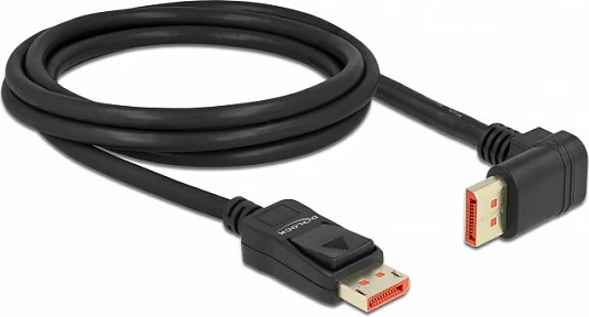 Kabllo DisplayPort DeLOCK 1.4, 2 m, 8K 60Hz, kënd 90° lart, e zezë